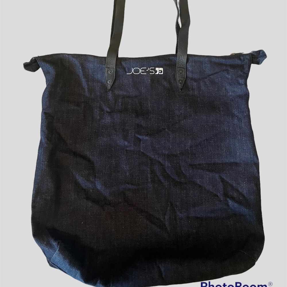 Joe’s Jeans Denim Tote w/ leather black strap and zipper